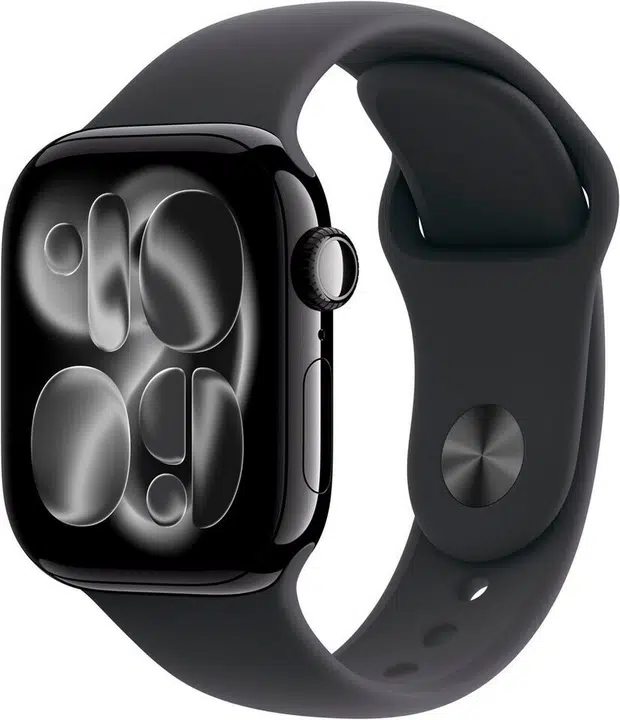 Apple Watch (2025) GPS + Cellular 42 mm - Aluminium Jet Schwaarz - Bracelet sport Schwaarz – Foto 1 vun 3