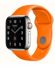 Apple Watch Série 9 Hermès 41mm (GPS + Cellular) bracelet silicone Orange Hermès