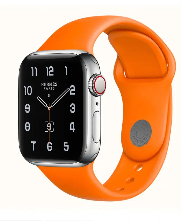 Apple Watch Série 9 Hermès 41mm (GPS + Cellular) bracelet silicone Orange Hermès – Foto 1 vun 5
